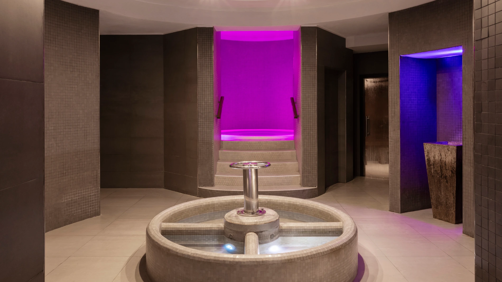 Spa area with emotional shower and chromotherapy lighting for a wellness journey in Sarzana - Sarzana Park Hotel, BZAR hotels in Liguria
