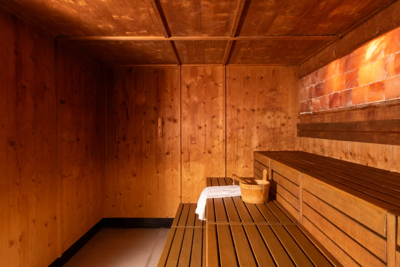 Finnish sauna in natural wood with benches and warm atmosphere for wellness in Liguria - Sarzana Park Hotel, BZAR hotels in Liguria